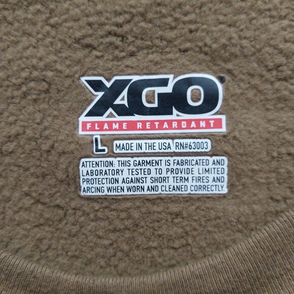XGO Flame Retardant Heavyweight Long Sleeve Tan Crew Shirt FR Phase 4 Size Large - Picture 3 of 7